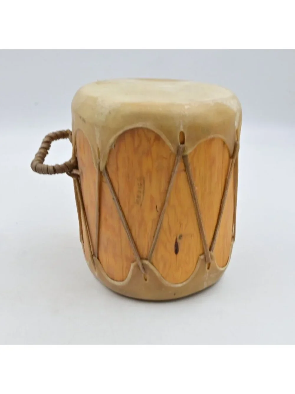 Native American Taos Pueblo Hand Made Rawhide Wood Drum W/ Mallet